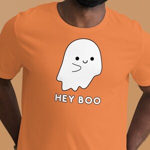 Hey Boo, Funny Halloween Shirt, Cute Ghost Graphic Tee, Unisex Tshirt, Simple Halloween Costume, Party Shirt