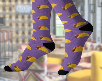 Taco Socken, Food Muster, Wadenlänge, Unisex, süßes Accessoire