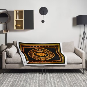 Cobertor aconchegante do zodíaco, com mapa astrológico, lançamento de signos de estrela, design solar, para sofá, cama, decoração de apartamento universitário