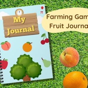 Fruit Pattern Video Game Journal, Cute Kidcore Style Notebook, Farming Game Diary, 118 pages, Ruled Line Paper, Stationary