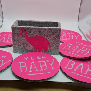Babywelcome party, baby birthday sottobicchiere feltro diametro 10 cm spessore circa 4 mm stabile per tazza di caffè, bicchiere di vino-succo-champagne, bella decorazione da tavola