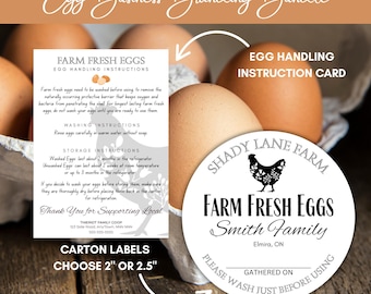 Custom Egg Carton Label & Handling Card Bundle