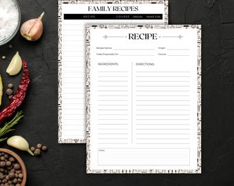 Printable Family Recipe Book Pages: DIY Recipe Binder (Digital Download)