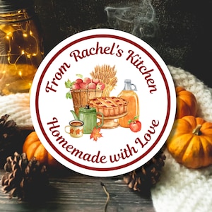 Homemade with Love - Apple, fall theme. Stickers. Personalized labels for jam, canning jars, gift tags, cookies and more