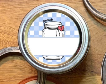 Blue Gingham Canning Labels: Homemade Stickers
