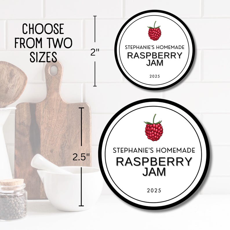 Label Red Raspberry Jam Raspberry Jam Labels- Personalized Kitchen Stickers for Homemade Jam ...