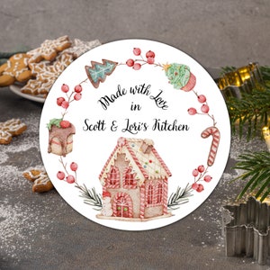 Made with Love - Christmas holiday themed kitchen stickers for home baking, gifts and canning