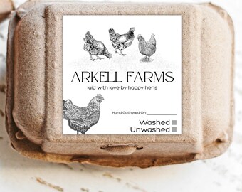 Personalized Egg Carton Labels: Farm Fresh Chicken Coop Stickers