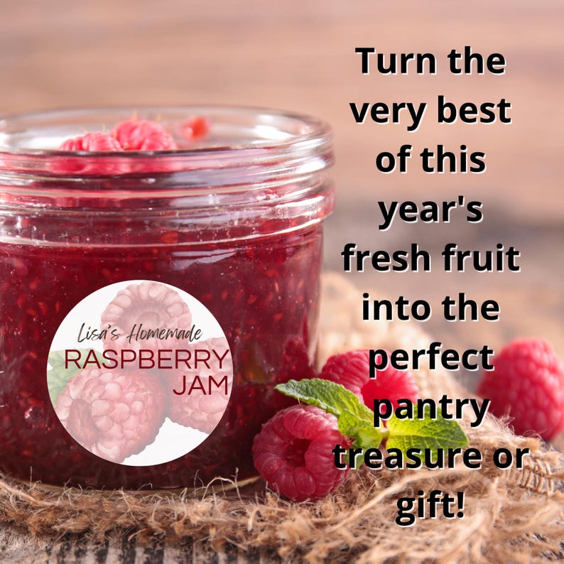 Red Raspberry Jelly Label Raspberry Jam Labels- Personalized Canning Labels - Watercolour Design ...
