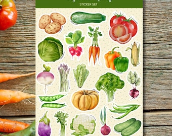 Vegetable Garden Sticker Sheet: Waterproof Vinyl Stickers for Journaling