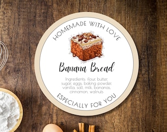 Personalized Banana Bread Stickers: Home Baking Labels