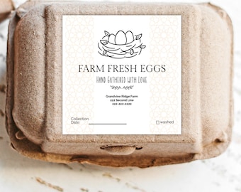 Personalized Egg Carton Labels: Farm Fresh Chicken Coop Stickers