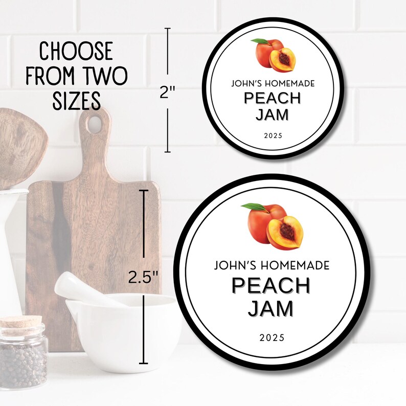Peach Jam Labels- Personalized Kitchen Stickers for Homemade Jam, Jelly ...
