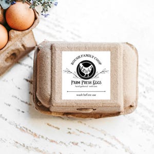 ETIQUETAS PARA CARTÓN DE HUEVOS, Etiquetas personalizables, Etiquetas para cocina, Huevos frescos de granja, Etiquetas personalizadas para venta de huevos de gallinero familiar