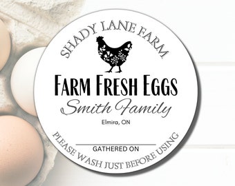 EGG CARTON LABELS, Customizable Labels, Farm Fresh Eggs, chicken Coop - Personalized Eggs For Sale Labels