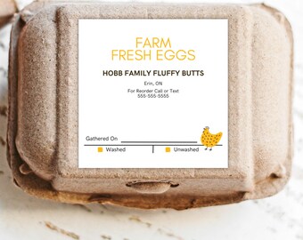 Personalized Egg Carton Labels: Farm Fresh Chicken Coop Stickers