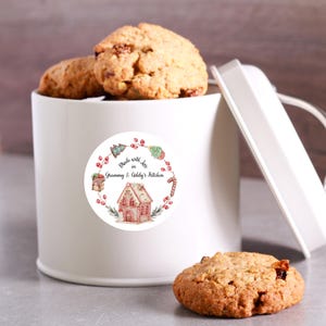 Fabriqué avec amour - Autocollants de cuisine sur le thème des fêtes de Noël pour la pâtisserie, les cadeaux et la mise en conserve