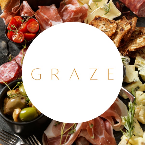 Graze - Label for Charcuterie, Jarcuterie - Party Food, appetizer idea for receptions - grazing cones, charcuterie jars, covid entertaining