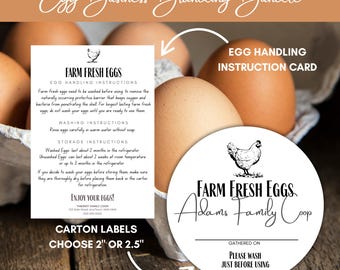 Custom Egg Carton Label & Handling Card Bundle