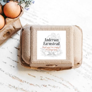 ÉTIQUETTES DE BOÎTE D'OEUFS, Étiquettes personnalisables, Étiquettes de cuisine, Oeufs frais de la ferme, Poulailler familial - Étiquettes personnalisées d'oeufs à vendre