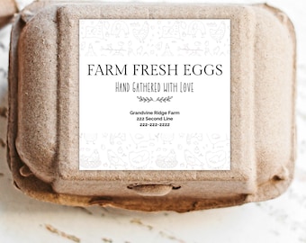 Personalized Farm Fresh Egg Carton Labels: Chicken Coop Stickers