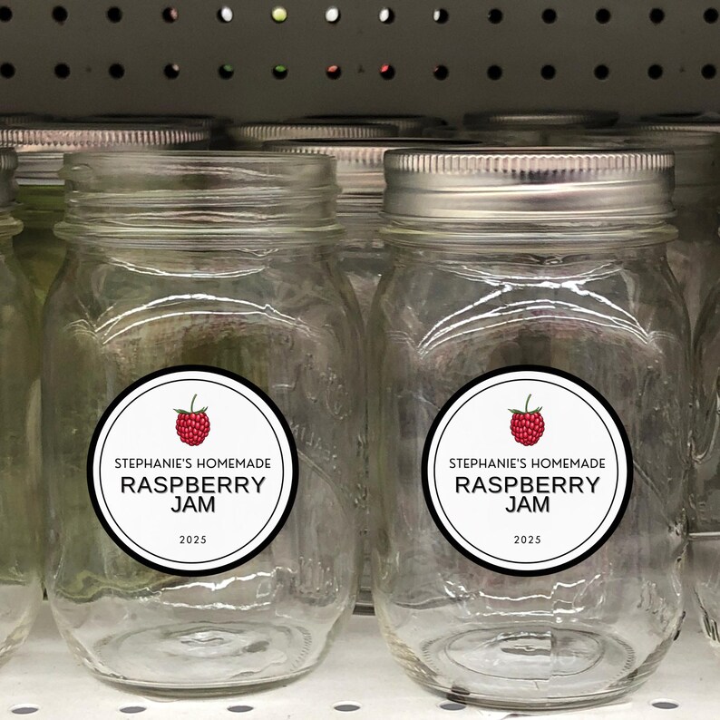 Raspberry Jam Labels- Personalized Kitchen Stickers for Homemade Jam ...