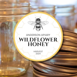 Honey Labels - Custom stickers for honey from your family apiary. Personalized -quality printing