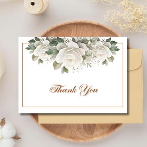 Cartes de remerciement florales - vierges à l'intérieur, lot de 10 avec enveloppes