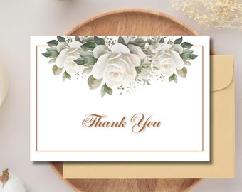 Floral Thank You Cards - blank inside, set of 10 with envelopes