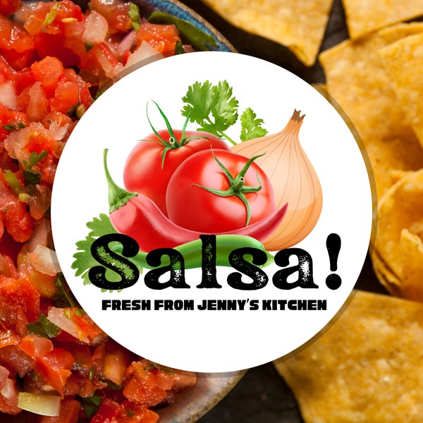 Étiquettes de salsa - Autocollants personnalisés pour salsa maison, pico de gallo, salsa verde et plus