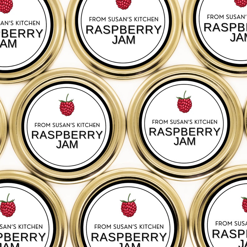 Label Red Raspberry Jam Raspberry Jam Labels- Personalized Kitchen Stickers for Homemade Jam ...