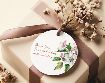 Apple Blossom Wedding Favor Tags: Personalized Thank You Stickers