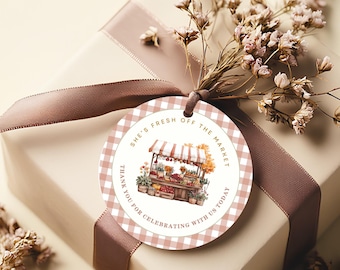 Fresh Off The Market Wedding Favor Tags: Personalized Thank You Stickers
