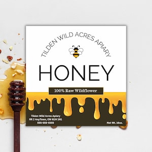 Honey Labels - Custom stickers for homestead honey from your family apiary, Kitchen labels and stickers for bottles and jars