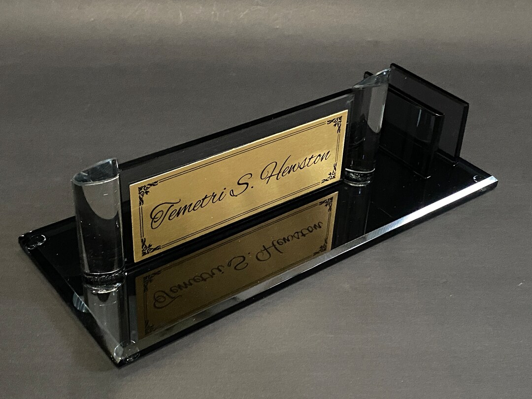 Personalized Crystal Desk Name Plate Custom Desk Name Plaque Etsy