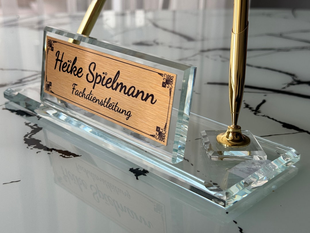 Glass desk name plate main image 0