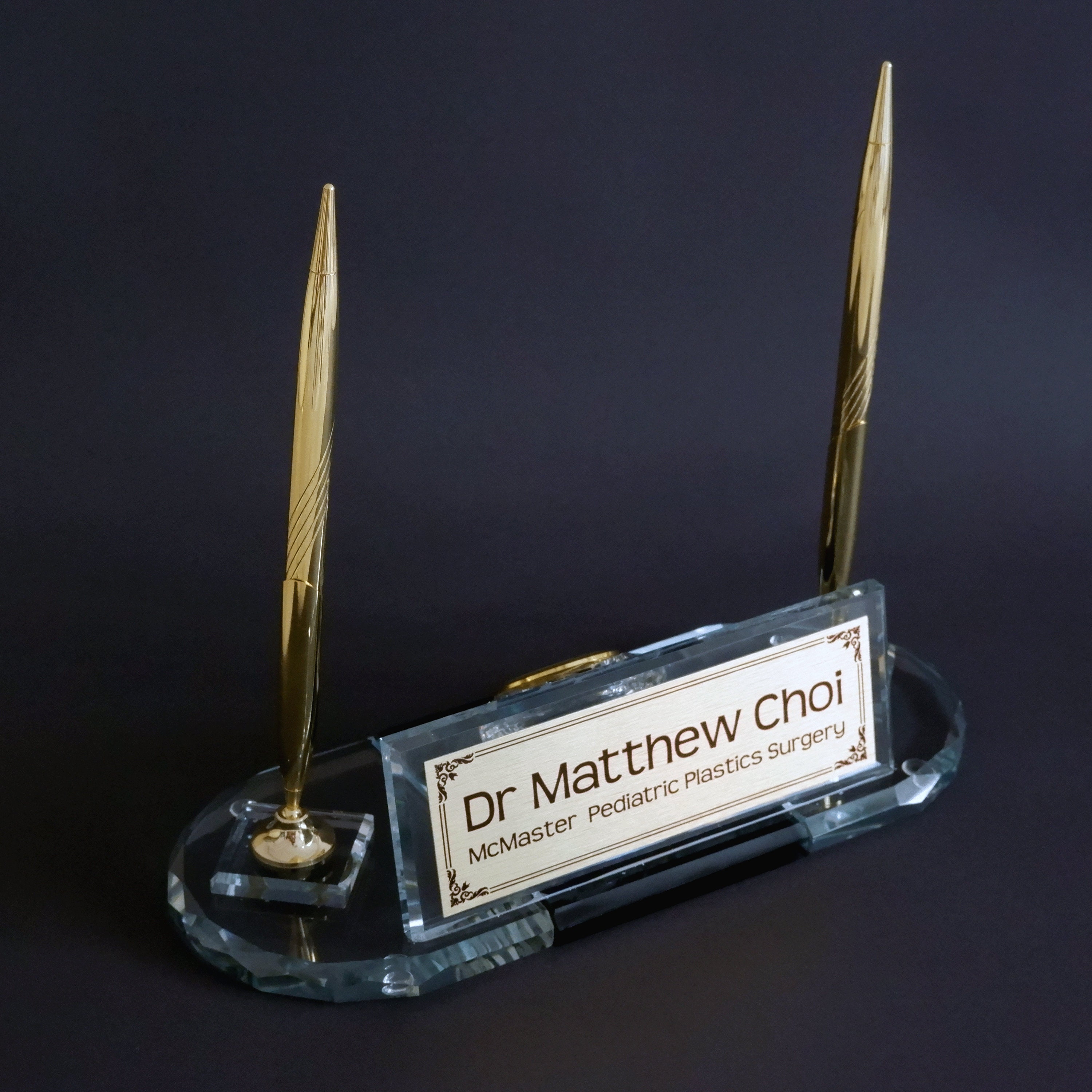 Oval Desk Name Plates With Pen Holder Oval Desktop Nameplate Etsy