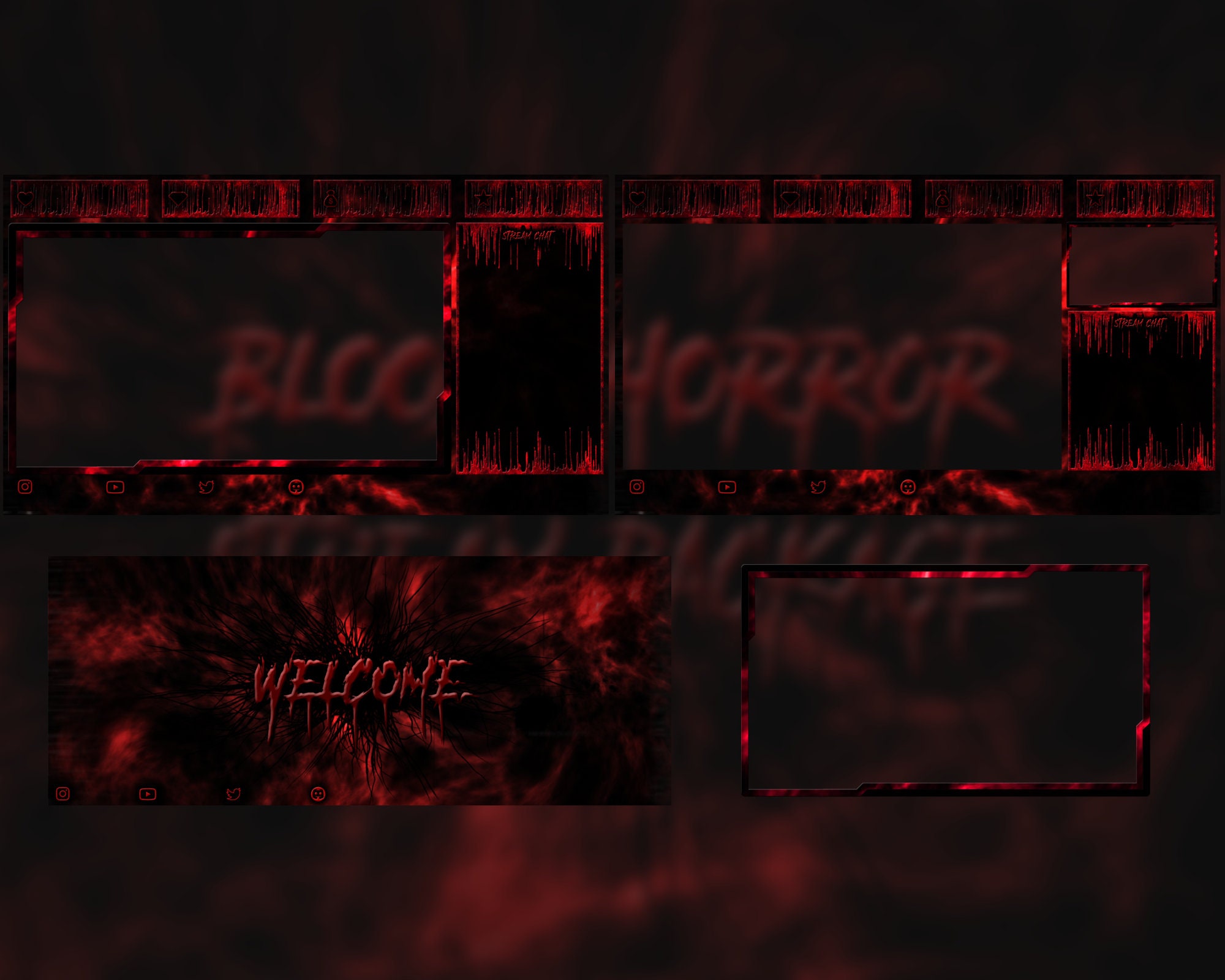 Animated Bloody Horror Twitch Overlay Package Screens Etsy