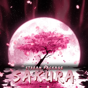Sakura | Blossom Animated Twitch Overlay Package | Pink Theme | Screens, Webcam, Alerts, Panels, Stinger Transition, Banner | Stream Pack