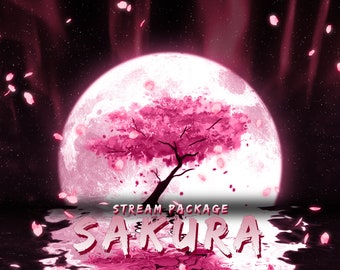 Sakura | Blossom Animated Twitch Overlay Package | Pink Theme | Screens, Webcam, Alerts, Panels, Stinger Transition, Banner | Stream Pack