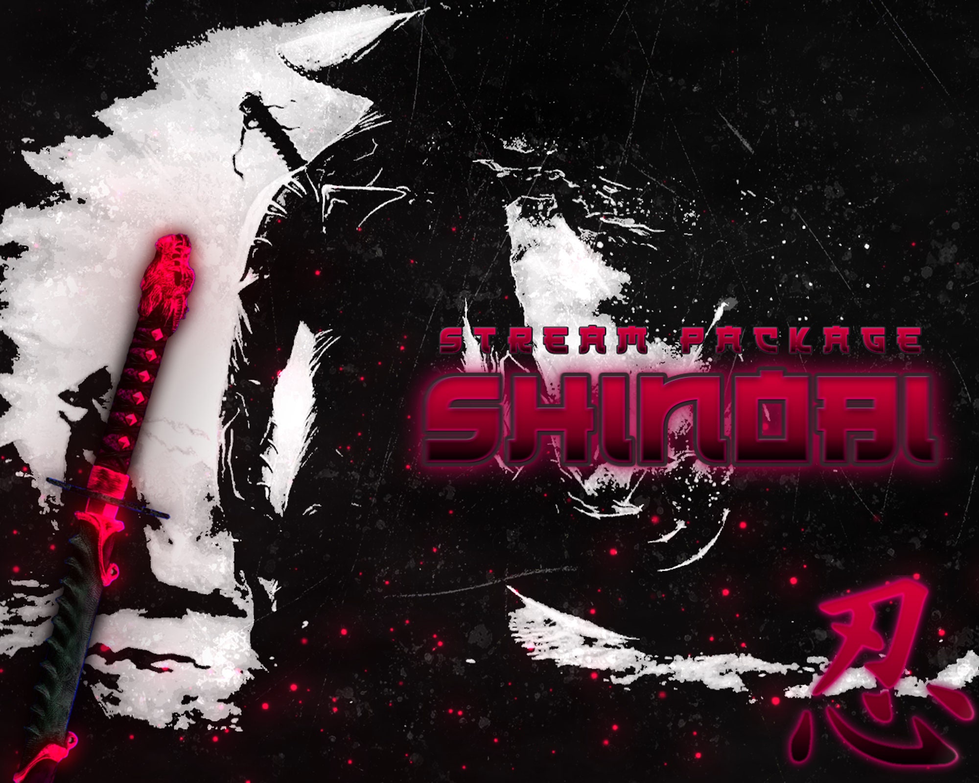 Shinobi | Ninja Animated Stream Overlay Package | Screens, Alerts, Webcam, Stinger Transition, Banner, Panels| Samurai, Katana | Twitch Pack