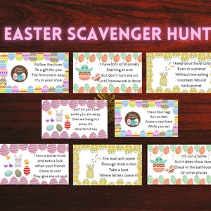 Easter Scavenger Hunt, Indoor Scavenger Hunt, Game for Kids, Treasure Hunt Clues, Easter Activity