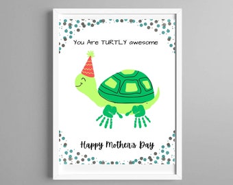 Mothers day handprint art print, flower handprint, grandma birthday gift, DIY craft toddler children kids activity baby printable jpg