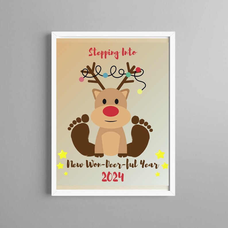 2024 Happy New Year Handprint Art Christmas Craft Footprint Holidays ...