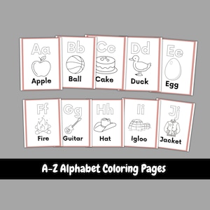 26 Printable Alphabet Coloring Pages Worksheet, 26 Pages Alphabet Coloring Book Printable for Kids, Preschool - Kindergarten, Homeschool PDF