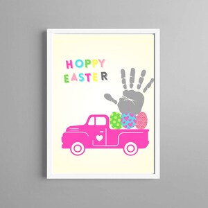 Happy Easter Handprint Art Footprint Craft Easter Eggs DIY Gift Keepsake Kids Children Baby Toddler Daycare Kindergarten Preschool Activity