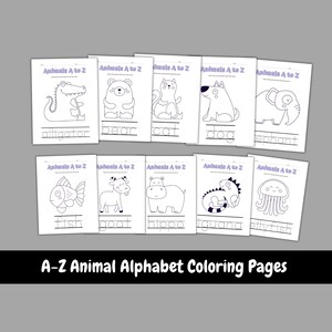 Hoja de trabajo para colorear con 26 páginas del alfabeto para imprimir, libro para colorear con 26 páginas del alfabeto para imprimir para niños en edad preescolar, jardín de infantes y educación en el hogar en formato PDF
