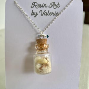 Gulf of America Sand & Shell Necklace – Mini  Jar Pendant with Cork | Coastal Keepsake Jewelry | Real Beach in a Bottle
