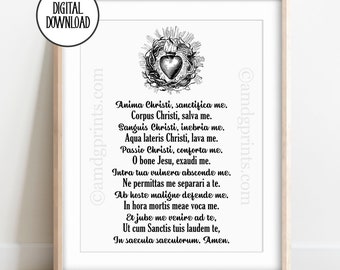 Anima Christi; Soul of Christ; Latin Prayer; Catholic Printable