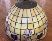 Hanging Ceiling Light Lamp Pendant Large Tiffany Style Stained Slag Glass Shade